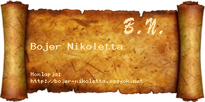 Bojer Nikoletta névjegykártya
